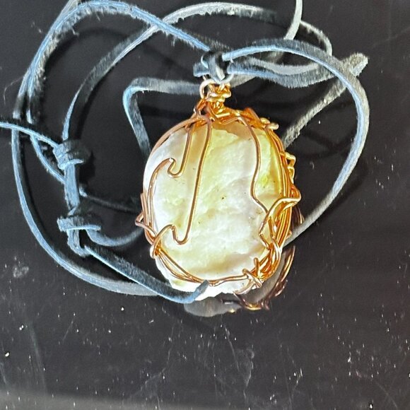 White Milky Quartz Healin Purification Copper Pendant Necklace Unisex Leather - Picture 5 of 7